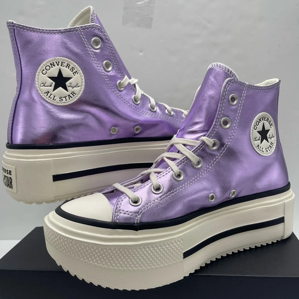 Converse Chuck Taylor All Star Lift Double Stack Hi Metallic Lilac PLATFORMS